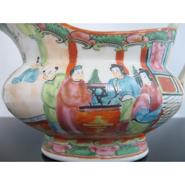 Early 20th Century Antique Chinese Famille Rose Medallion Heavy Porcelain Gravy Boat Saucer Pitcher For Sale - Image 5 of 9