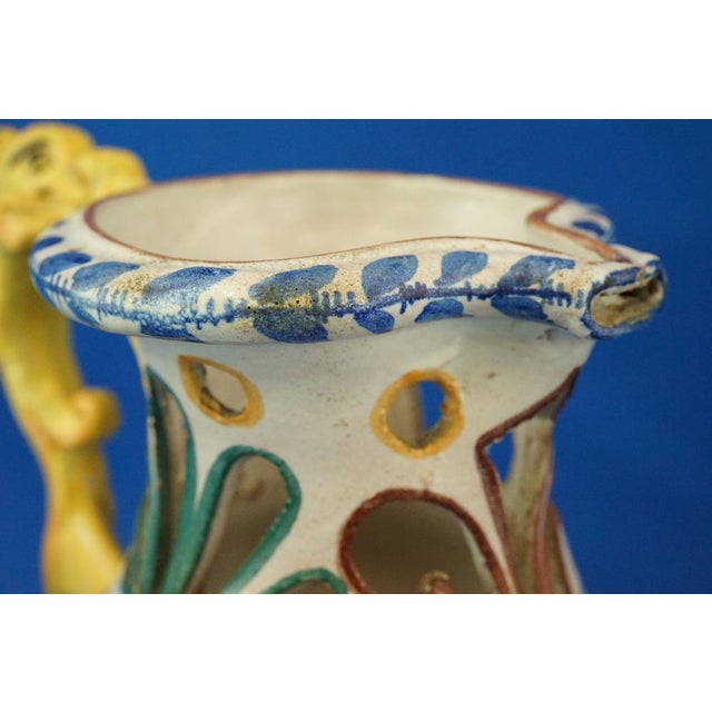20th Century Drink if You Can Pitcher in Perforated Majolica Ceramic by Fuschini & Rosa, Acquapendente, Italy, 1920s For Sale - Image 18 of 18