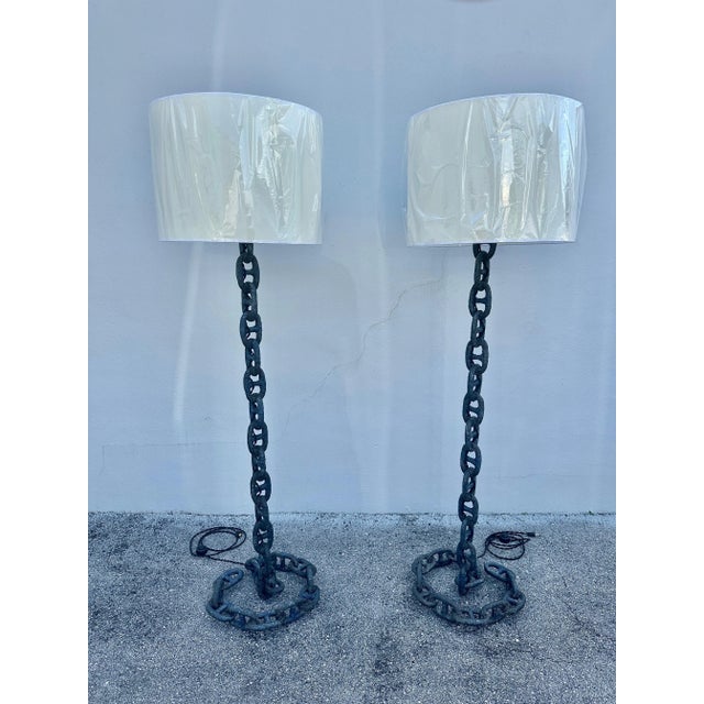 Antique Chain Link Floor Lamps - A Pair For Sale - Image 10 of 10