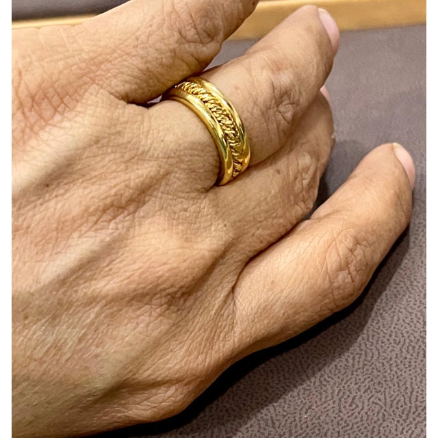 18 Karat Yellow Gold Classic Wide Wedding Band Ring For Sale - Image 14 of 18