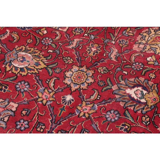 1980s Retro Persian Tabriz Red/Beige Wool Rug - 9'11'' X 13'2'' For Sale - Image 5 of 10