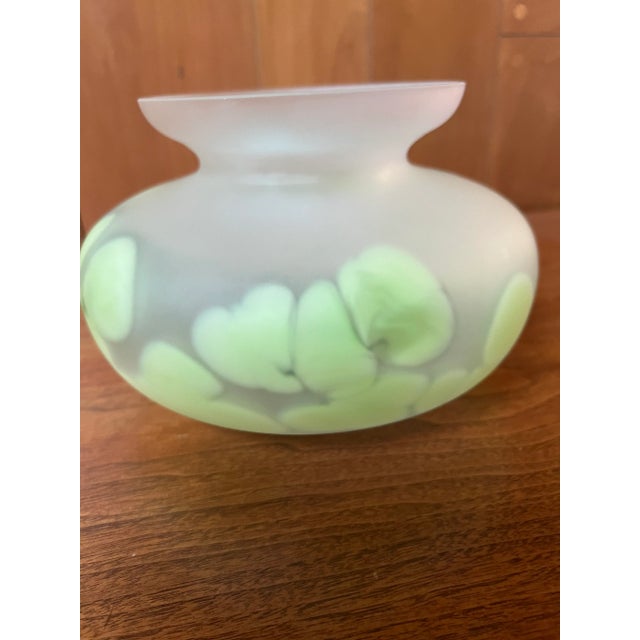 Mid-Century Pair of Hand Blown Vases - Tarnowiec Poland Semi Opaque Turquoise & Lime For Sale - Image 13 of 18