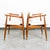 Mid Century Modern Armchairs Dining Chairs Walnut Wood 2 Two White American Pair For Sale - Image 4 of 12