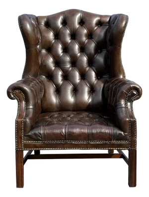 Brown Leather Full Button Wing Back Armchair, 1910