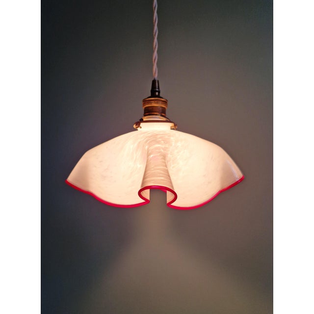 Art Deco Pendant Light in Pleated Speckled Glass, 1930s For Sale - Image 10 of 14