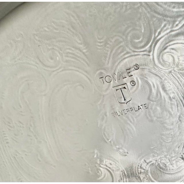 Mid 20th Century Vintage Tea Serving Tray Towle Silver Plated Footed Butlers Serving Tray For Sale - Image 5 of 8