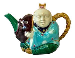 19th-Century Majolica Minton Chinaman Figural Teapot