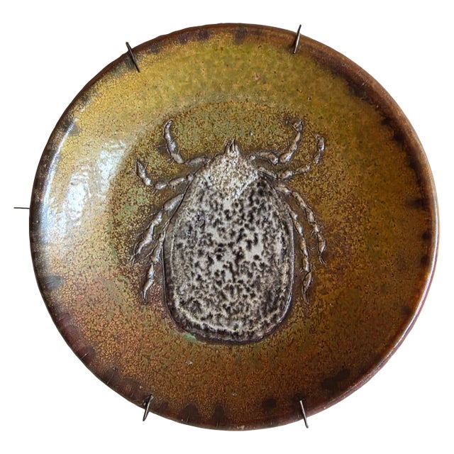 Art Pottery Ceramic Dish With a Tick on It For Sale