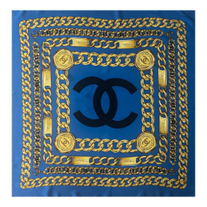 Chanel Blue Chain Silk Scarf