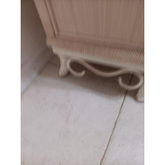 Coastal 1980s Nightstand Whitewash Wood Wicker Metal Detail Coastal Style For Sale - Image 3 of 7