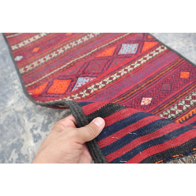 This is an Old Afghan Handmade tribal Kilim rug. This Afghani Vintage Rug was hand-knotted by Afghani Women in the Andkhoy...