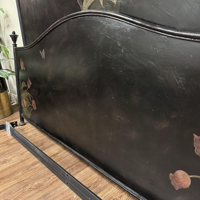Metal Vintage Hand-Painted King-Size Metal Bed For Sale - Image 7 of 7