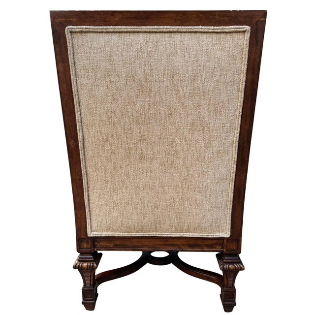 Vintage Hand-Carved Mahogany Upholstered Arm Chairs With Rolled Arms - A Pair For Sale - Image 15 of 16
