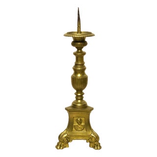 Antique Brass Altar Candlestick from Unbekannt, 1890s For Sale