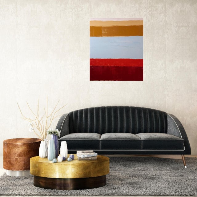 Color Lines' 1 HighEnd Framed Contemporary Abstract Oil on Canvas