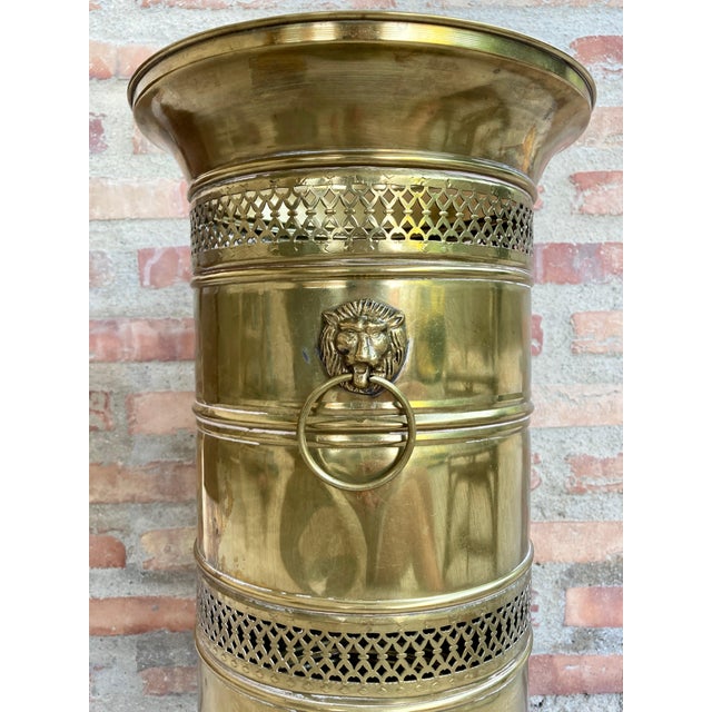 20th Century Round Brass Umbrella Stand For Sale - Image 4 of 18