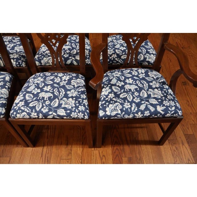 Brown 1980s Set of 8 Henkel Harris 101s Solid Mahogany Chippendale Style Dining Chairs For Sale - Image 8 of 17
