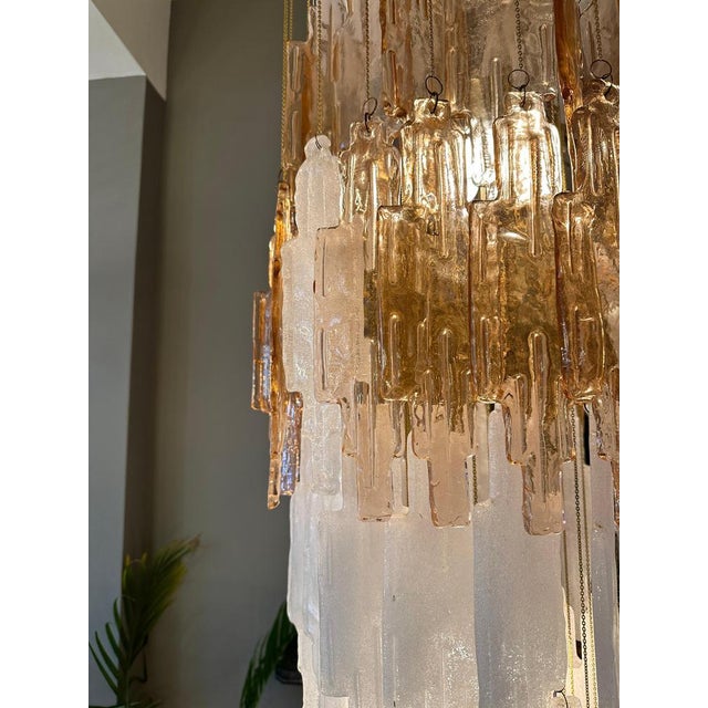 Italian Murano Glass Waterfall Cascade Pendant by Poliarte, 1970 For Sale - Image 12 of 18