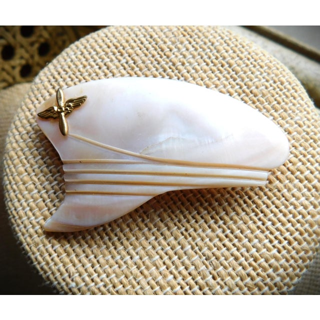 Mother of Pearl Wwii Sea Captain's Hat Brooch Pin For Sale - Image 9 of 9