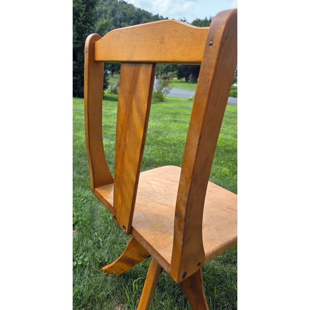 Wood Vintage Child's Swivel Adjustable Desk Chair Wood and Cast Iron For Sale - Image 7 of 12