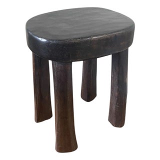 African Vintage Carved Wood Milk Stool Hehe Gogo People Tanzania 10.5" H For Sale