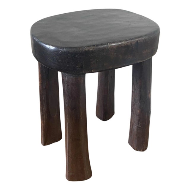 African Vintage Carved Wood Milk Stool Hehe Gogo People Tanzania 10.5" H For Sale
