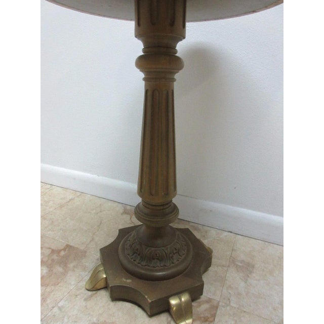 Brown Vintage Brass Faux Paint Marble French Regency Side Table For Sale - Image 8 of 11