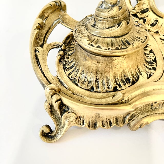 Early 20th Century Vintage Brass Double Inkwell For Sale - Image 5 of 8
