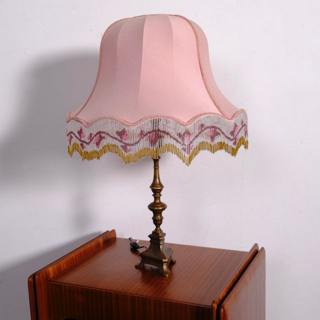 Vintage Table Lamp with Beaded Lampshade and Bronze Base, 1960s For Sale - Image 17 of 17