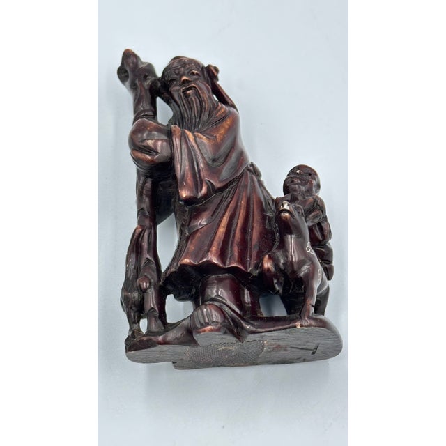 Antique Chinese Carved Soapstone Shou Deity of Prosperity and Longevity For Sale - Image 9 of 10