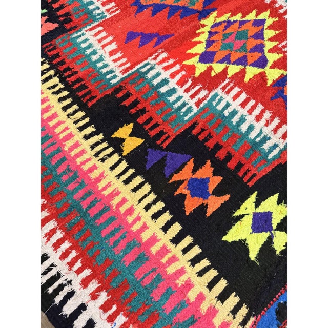 This is a striking and highly authentic room-sized antique Turkish Village Kilim, Dating back to circa 1940, this vintage...