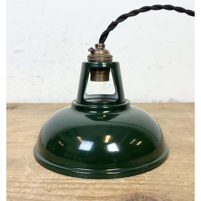 Vintage Industrial Green Painted Ceiling Lamp For Sale - Image 13 of 17