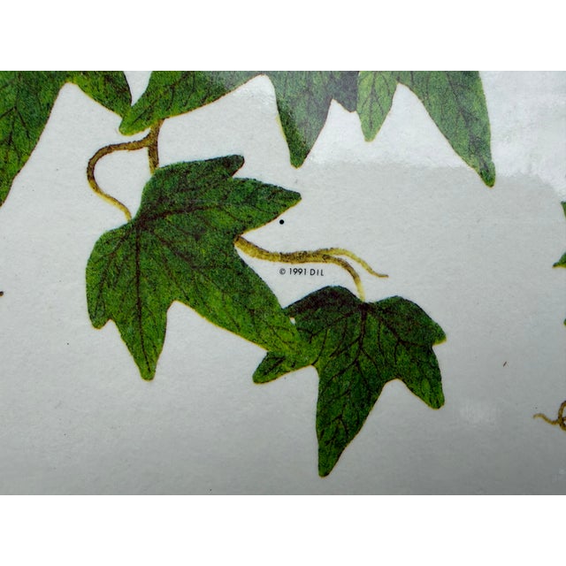 Vintage White Faux Wicker Green Ivy Vine Serving Tray For Sale - Image 17 of 18