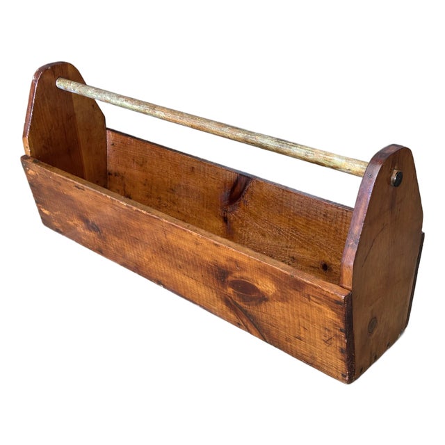 Antique Wood Carpenters Tool Box Caddy For Sale