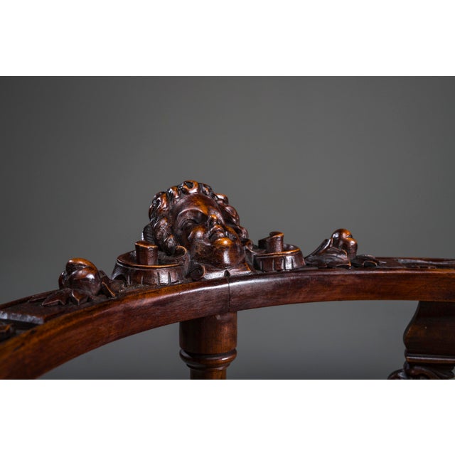 19th Century Italian Renaissance Style Carved Walnut Corner Chairs, Set of 2 For Sale - Image 13 of 18