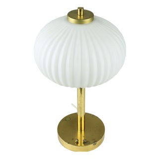 Mid-Century Brass & Glass Table Lamp For Sale