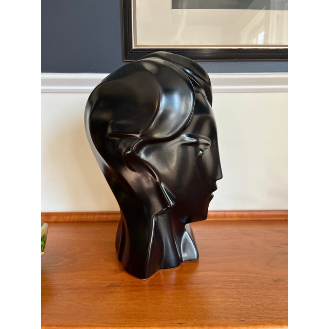 Ceramic Post Modern Art Deco Black Bust Harris Potteries For Sale - Image 7 of 10