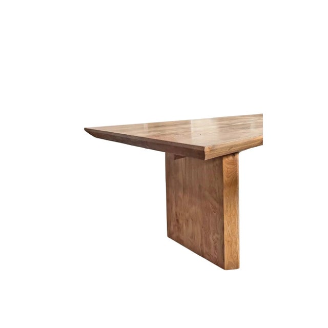 Large Teak Wood Table, Natural Finish, Hand-Crafted Modern Organic, Angled Edges For Sale - Image 10 of 12