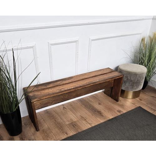 Gold Vintage Rustic Minimal Italian Waterfall Wooden Bench, 1950s For Sale - Image 8 of 9