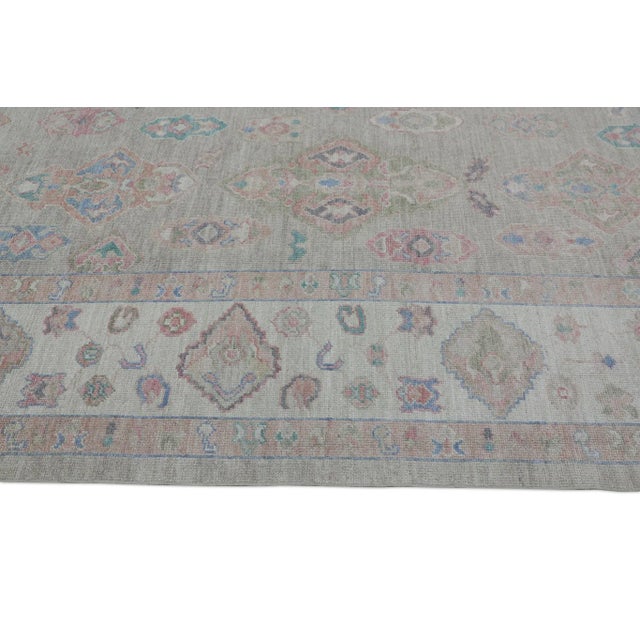 Multicolor Handwoven Turkish Oushak Rug 9'2" X 12'3" For Sale - Image 4 of 9