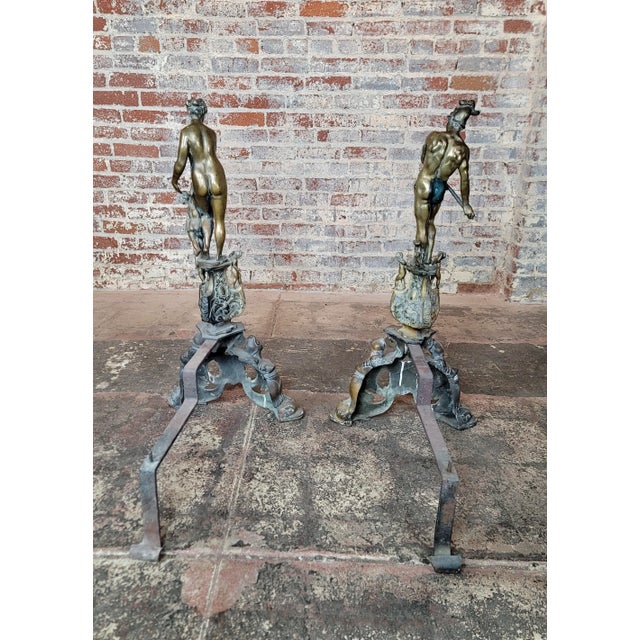 French 19th Century Large French Figural Nude Bronze Fireplace Chenets -A Pair For Sale - Image 3 of 11