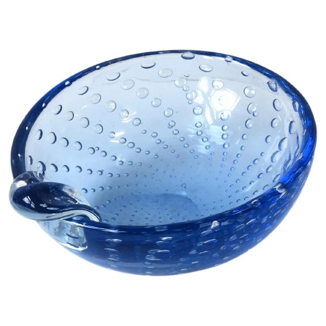 Italian Murano Blue Art Glass Bowl or Ashtray For Sale - Image 13 of 13