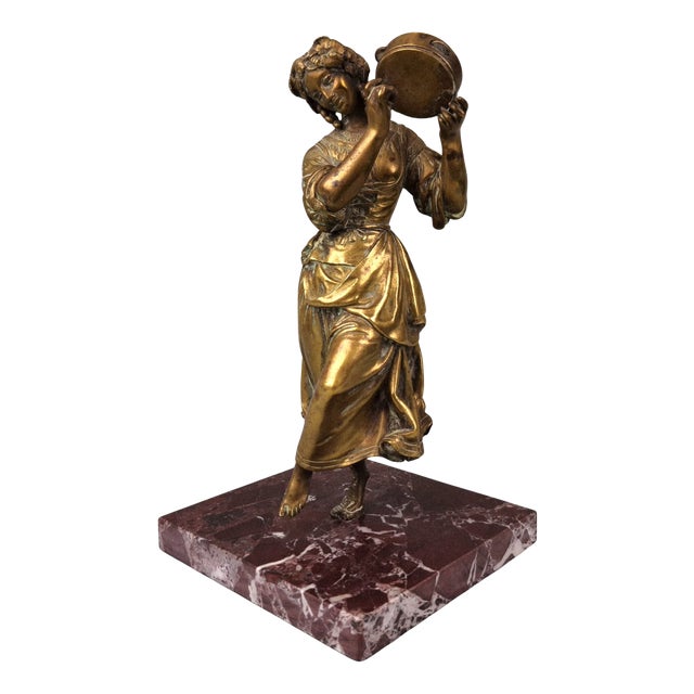 Antique French Bronze and Marble Figure of Dancer, 1800s For Sale
