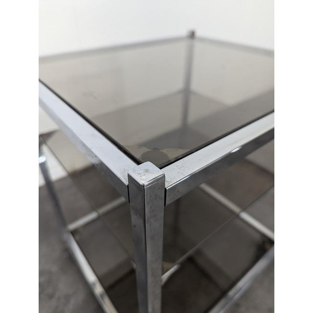 Spage Age Chrome and Smoked Glass Side Table For Sale - Image 4 of 6