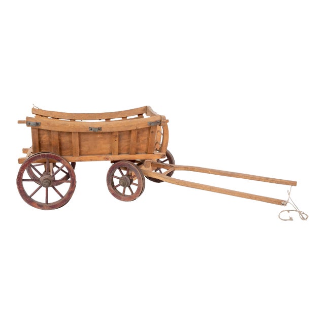 Antique Model/Toy Wooden Horse-Drawn Hay Cart For Sale