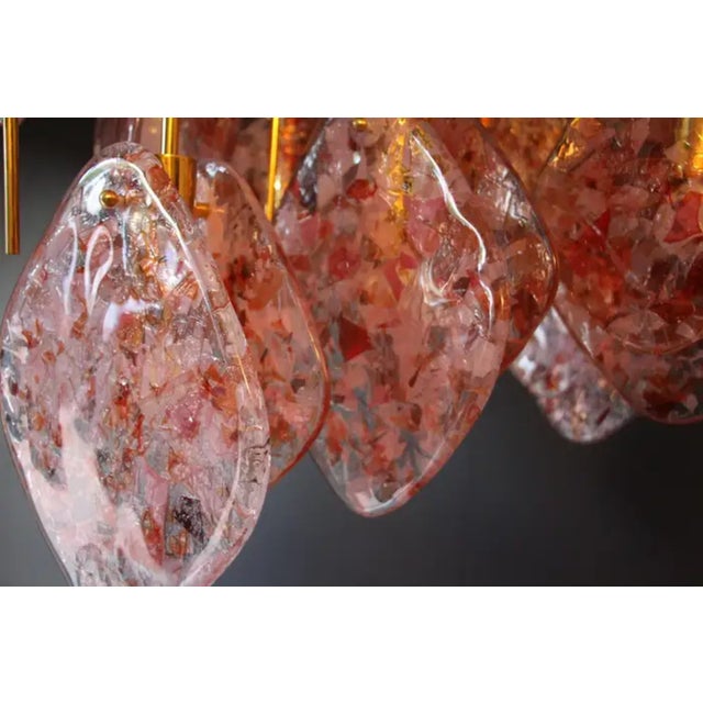 Mid-Century Italian Modern Brass and Pink Glass Chandelier, 1980s For Sale - Image 17 of 18