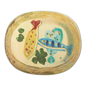 1950s Swiss Print of Picasso's Ceramic Platter "Fish and Olives"