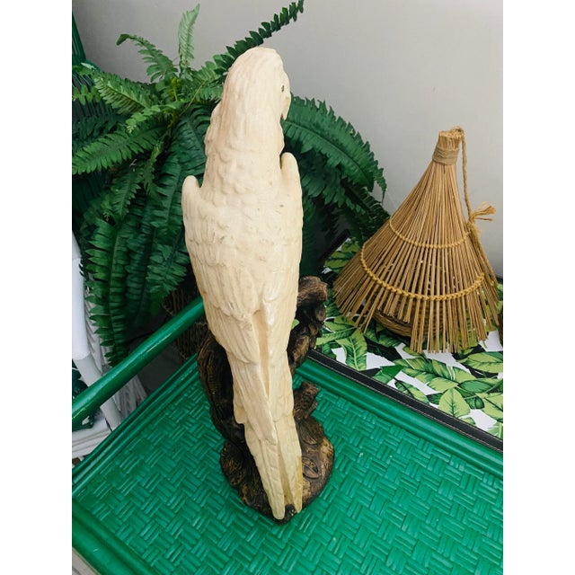 Hollywood Regency Vintage Tropical Statue Ceramic Parrot Bird For Sale - Image 4 of 13