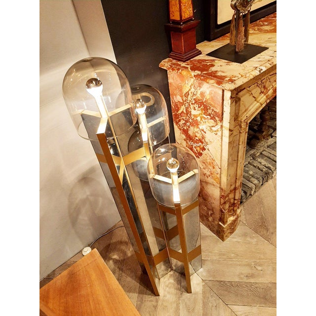 Metal Floor Lamp in Chrome Plated and Brushed Aluminium with Murano Glass attributed to Gaetano Sciolari, 1970 For Sale - Image 7 of 15