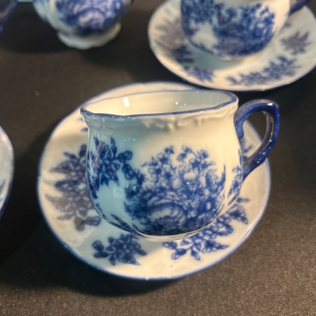 1960s English Traditional Flow Blue Ironstone Tea Set 9 Pcs For Sale - Image 6 of 8